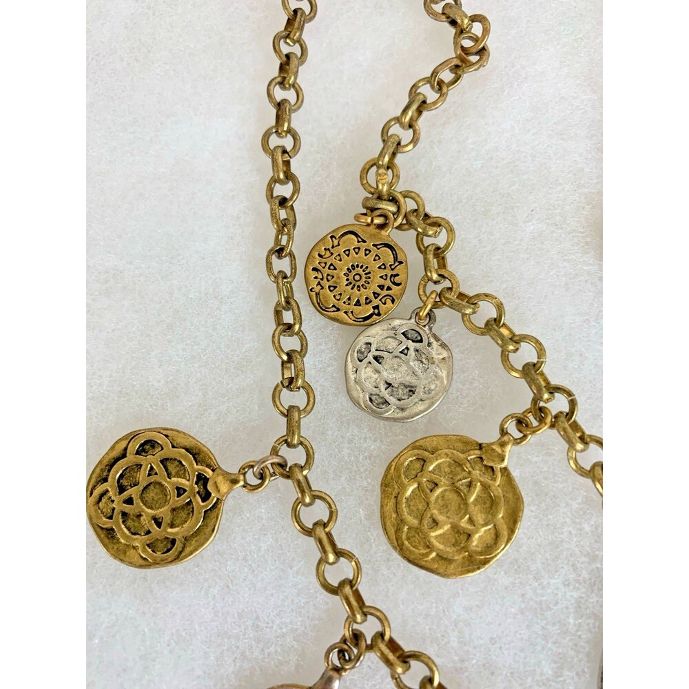 Vintage CAbi Coin Charm Necklace Bracelet Set Gold Silver Tone Convertible 3pc - Picture 6 of 16